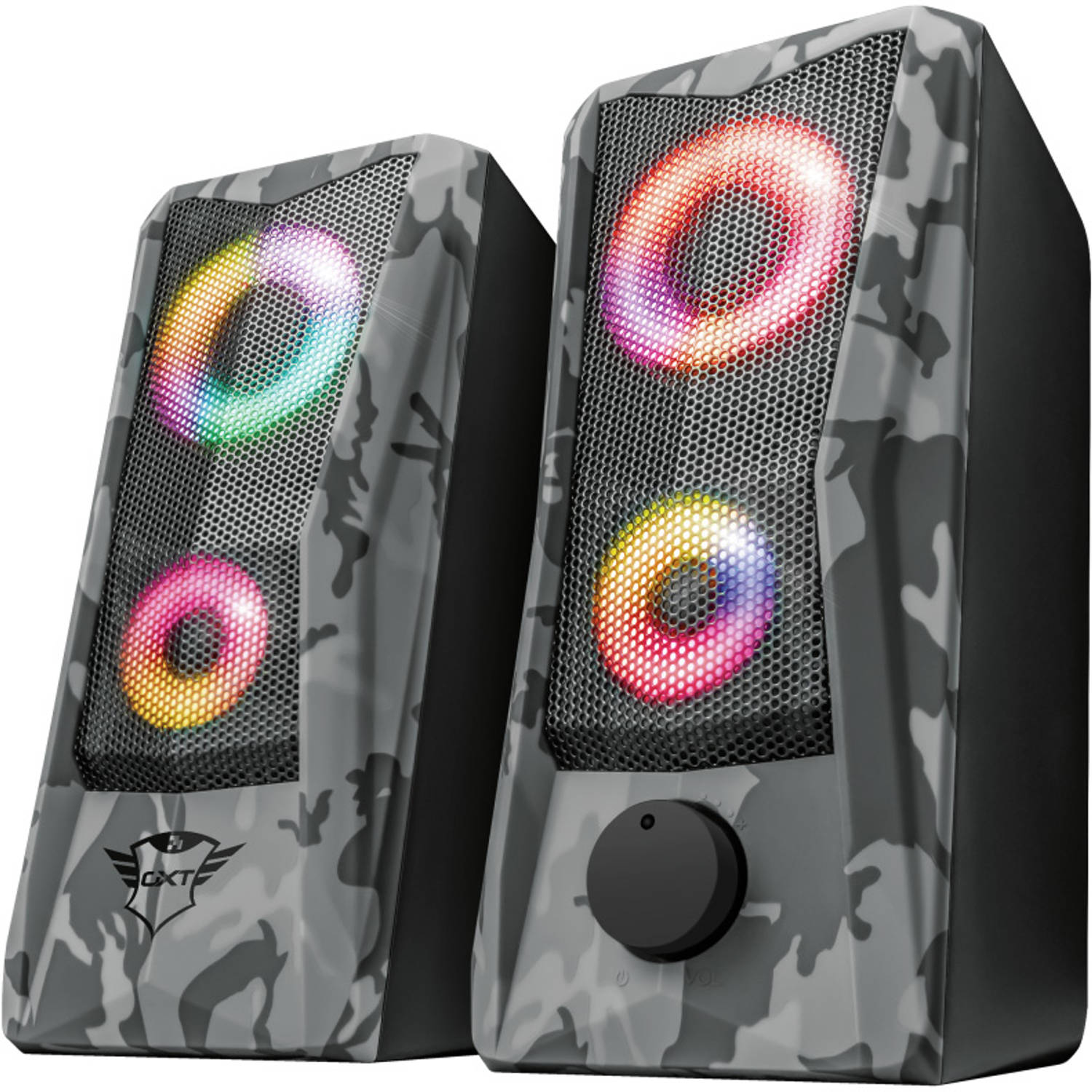Trust Gaming GXT 606 Javv RGB verlichte 2.0 Pc Speaker - Grijs camo