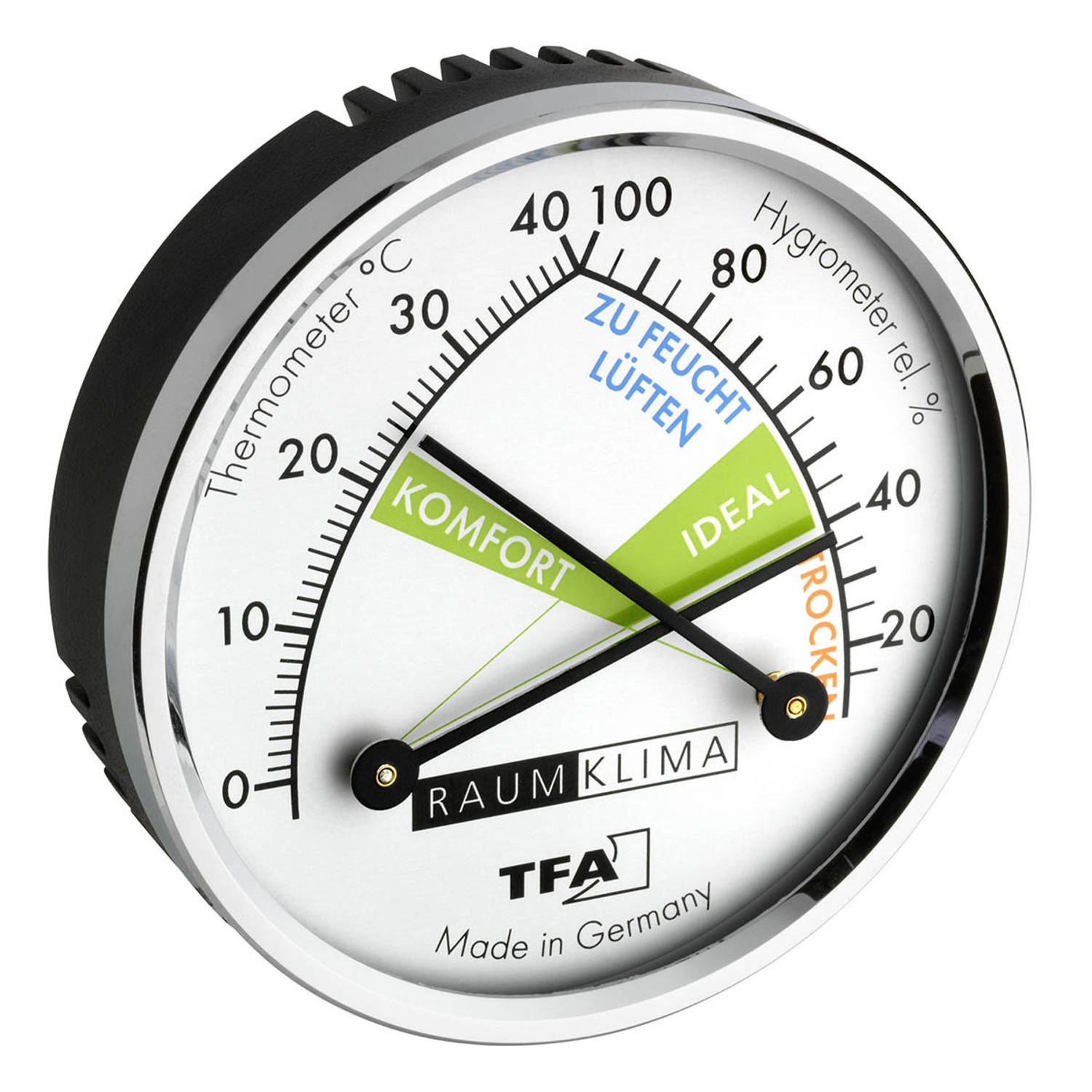 TFA Dostmann Tfa Analoge Thermo hygrometer Met Metalen Ring online kopen