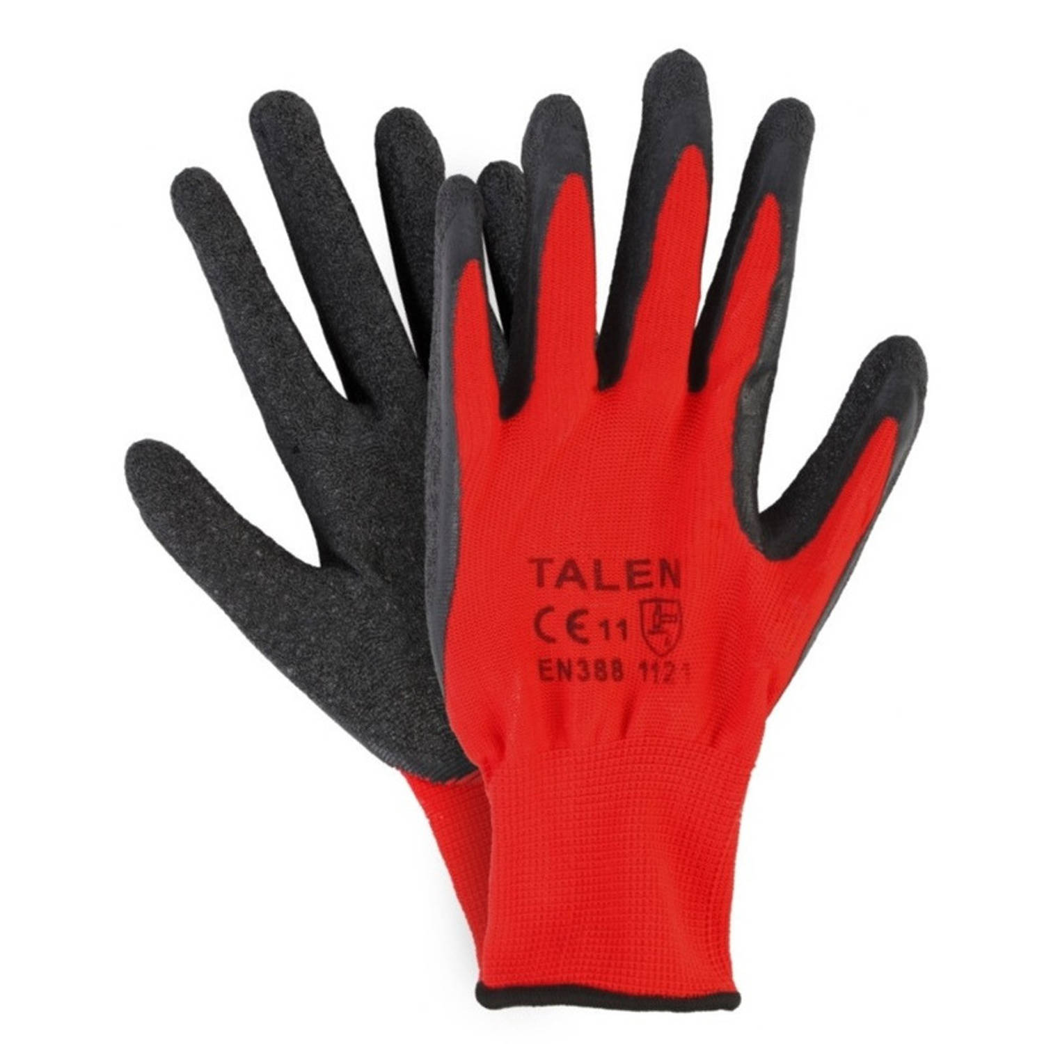 Rode/zwarte werkhandschoenen met latex coating maat L - Werkhandschoenen - Klusartikelen - Tuinartikelen