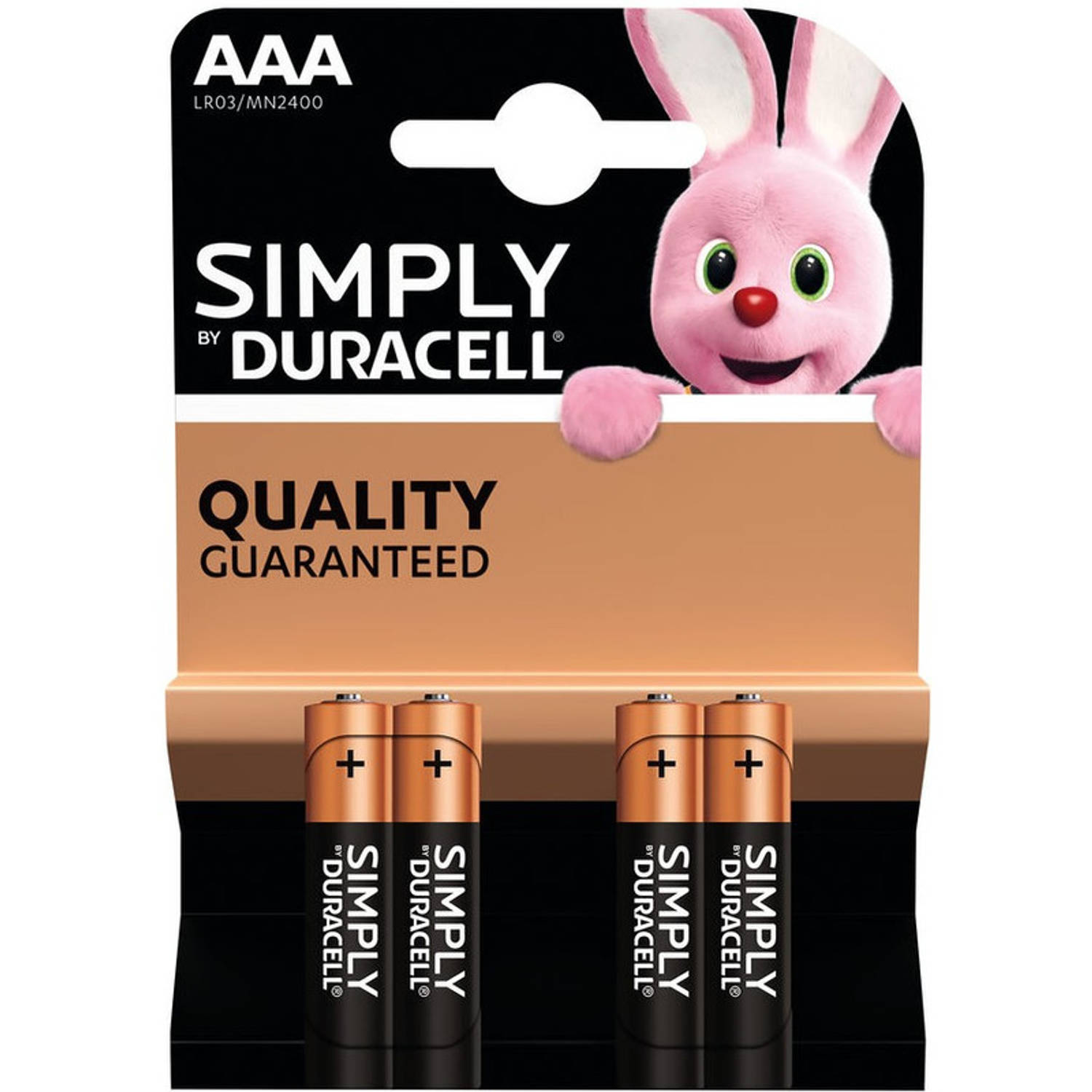 Set van 4x Duracell AAA Simply alkaline batterijen LR03 MN2400 1.5 V - Minipenlites AAA batterijen