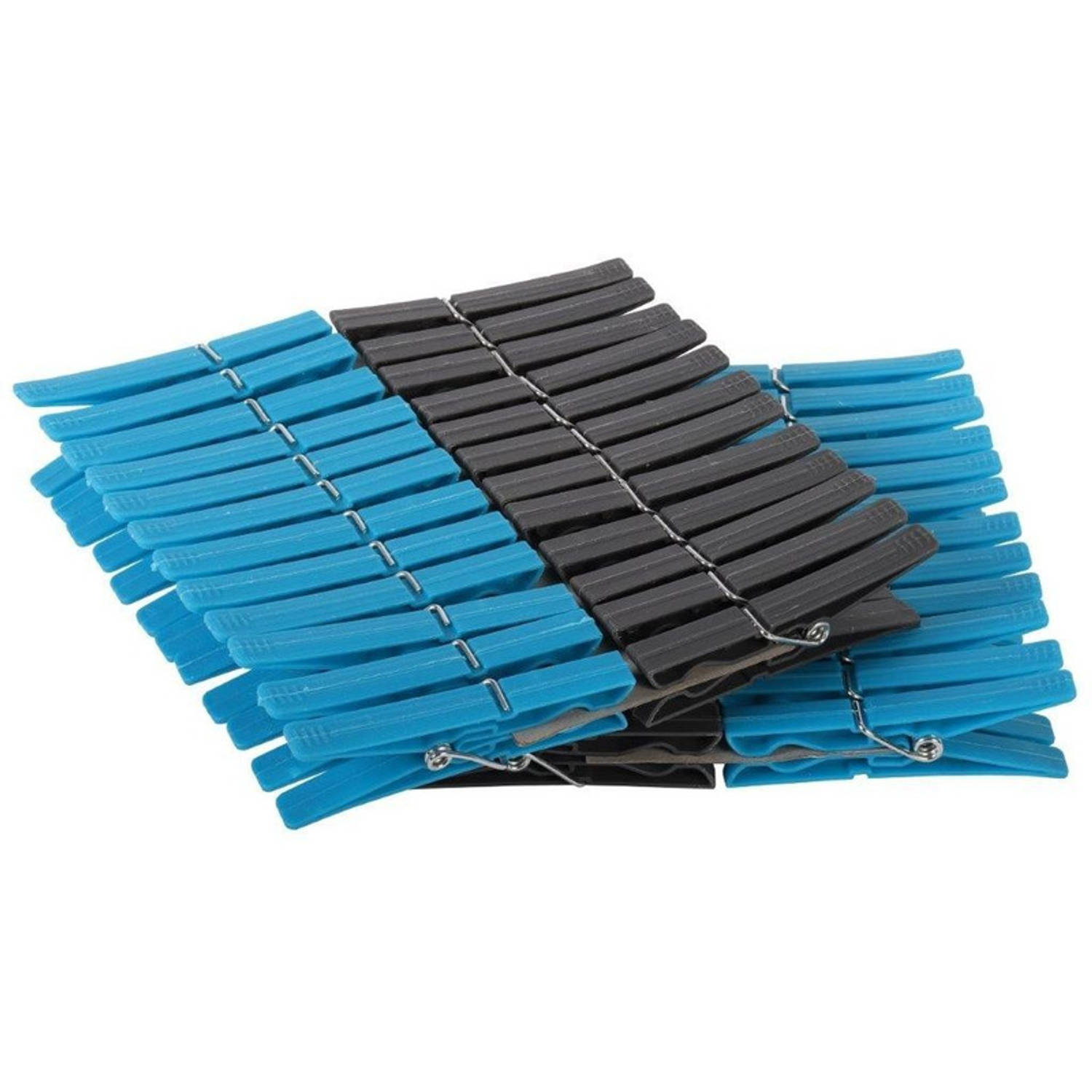 48x Wasknijpers blauw/grijs - Huishoudelijke producten - Knijpers - Kleding ophangen