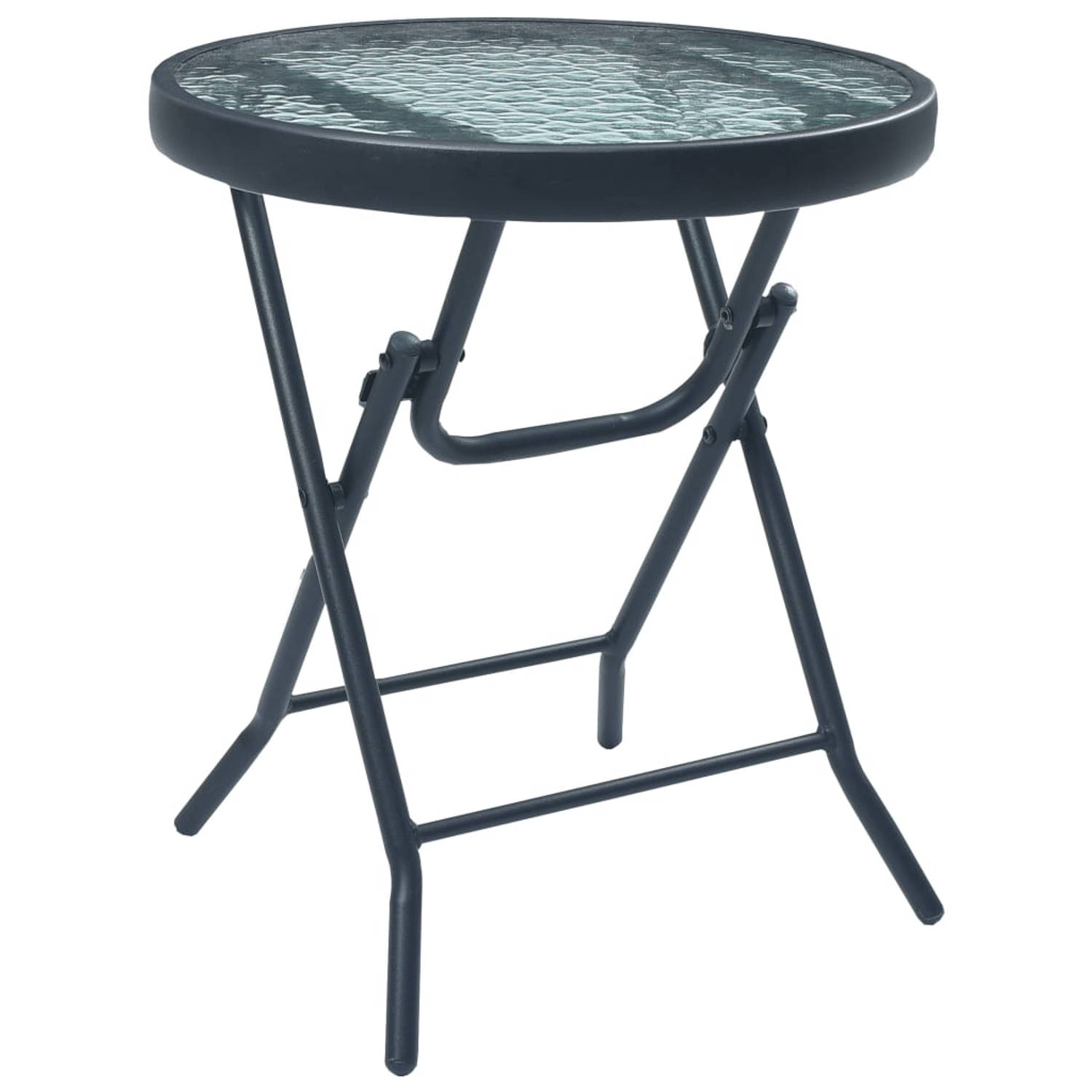 The Living Store Bistroset - 3-delig - crème/zwart - Textileen/Staal/Glas - 62x59x93 cm (stoel) - 40x46 cm (tafel)