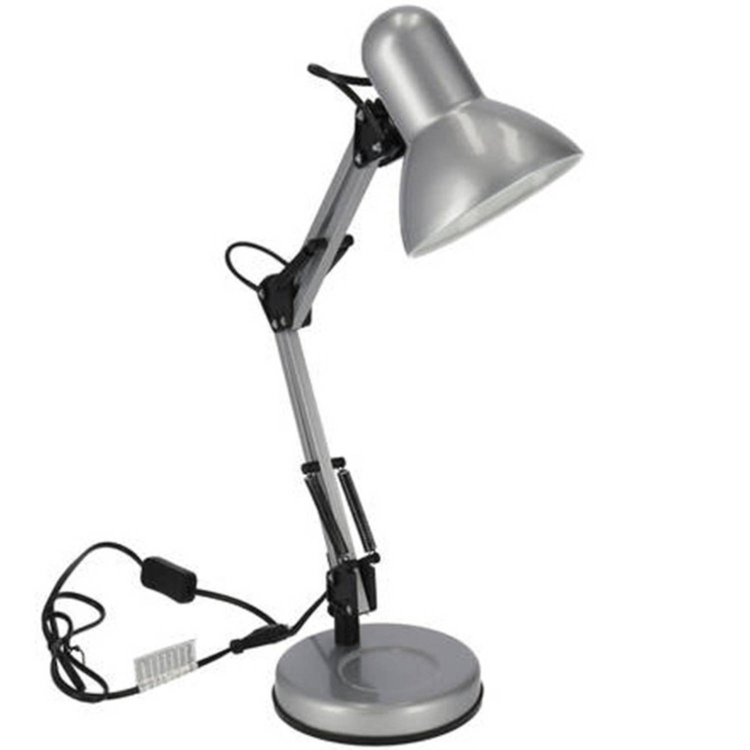Staande bureaulamp zilver 37 x 15 x 42 cm verstelbare lamp verlichting - Bureaulampen