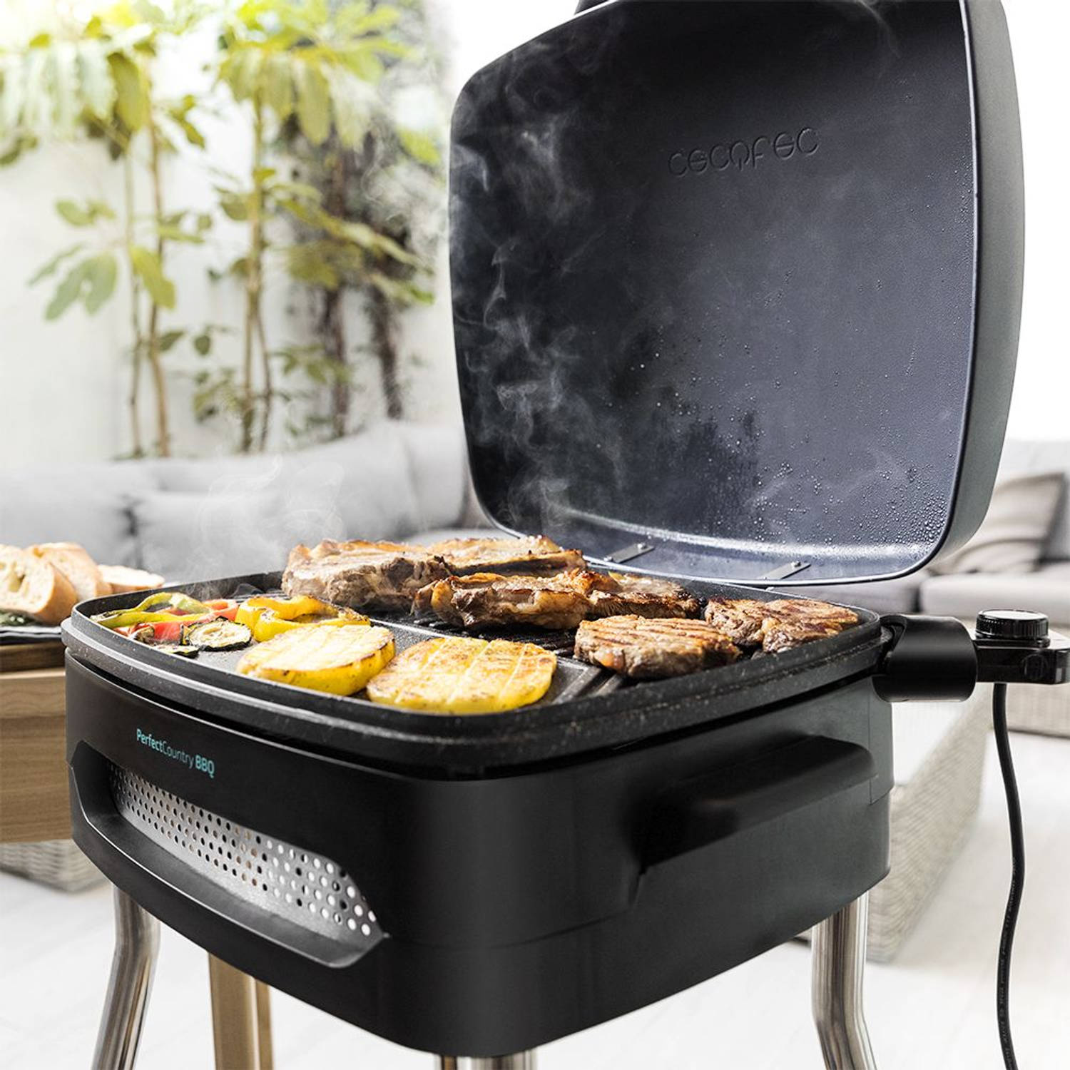 Cecotec Elektrisch staand barbecue - aanbak Grill - - Barbeque - RVS | Blokker