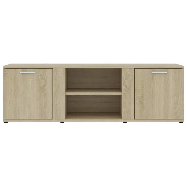 The Living Store TV-meubel Hout - 120x34x37 cm - Klassiek design - Sonoma Eiken - 2 deuren en 2 open vakken - Montage