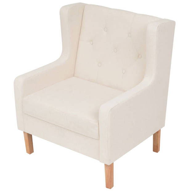 The Living Store Bankenset - - Fauteuil en 2-zitsbank - Crèmewit - Houten frame - Polyester 100%