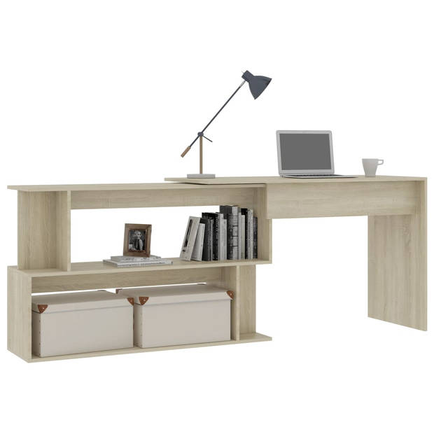 The Living Store Bureau Hoekbureau - 200 x 50 x 76 cm - Draaibaar - Sonoma eiken