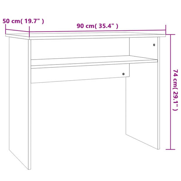 The Living Store Computerbureau - bewerkt hout - 90 x 50 x 74 cm - betongrijs