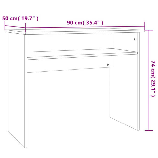 The Living Store Computerbureau - Sonoma Eiken - 90 x 50 x 74 cm - Met Opbergschap