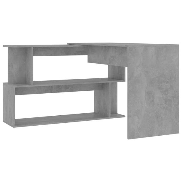 The Living Store Bureau Moderne draaibaar Betongrijs 200 x 50 x 76 cm Hoekbureau 120 x 120 x 76 cm Bewerkt hout