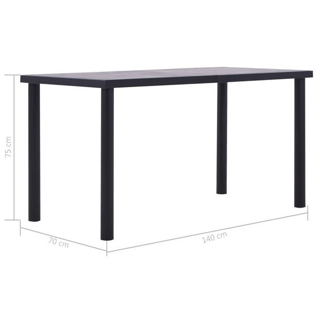 vidaXL Eettafel 140x70x75 cm MDF zwart en betongrijs