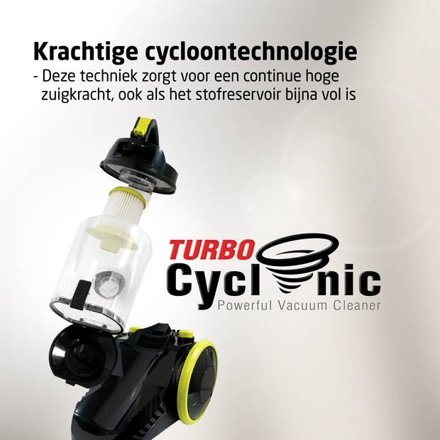 TurboTronic CV07 Stofzuiger zonder Zak - Vacuum Cleaner - Zwart/Groen