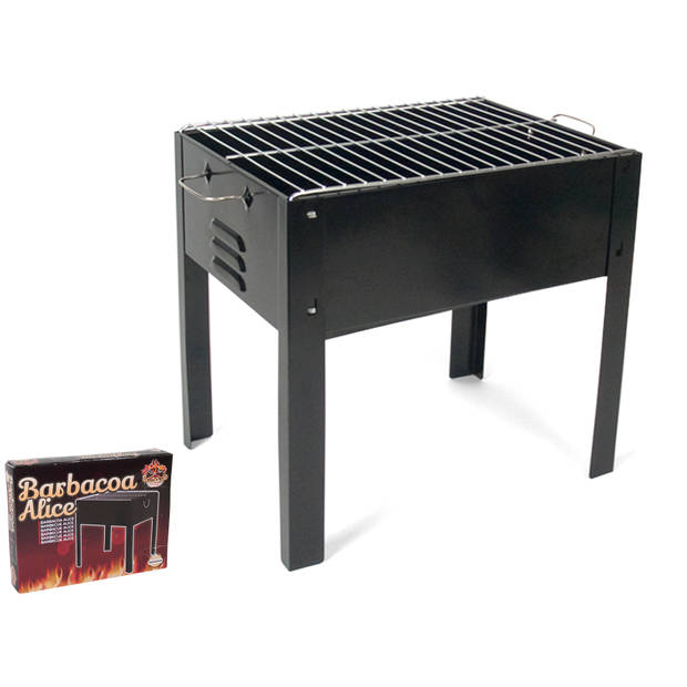 Gerimport - Houtskoolbarbecue model Alice - 35x24x35 - Compacte BBQ - Zwart