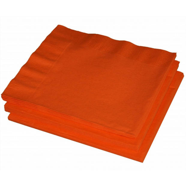 40x Papieren feest servetten oranje - Feestservetten