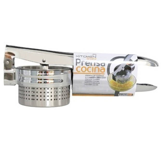 Gerimport Kitchen Solutions Aardappelpers en puree pers - RVS - zilver - 27 cm - keukengerei - Aardappelpersen