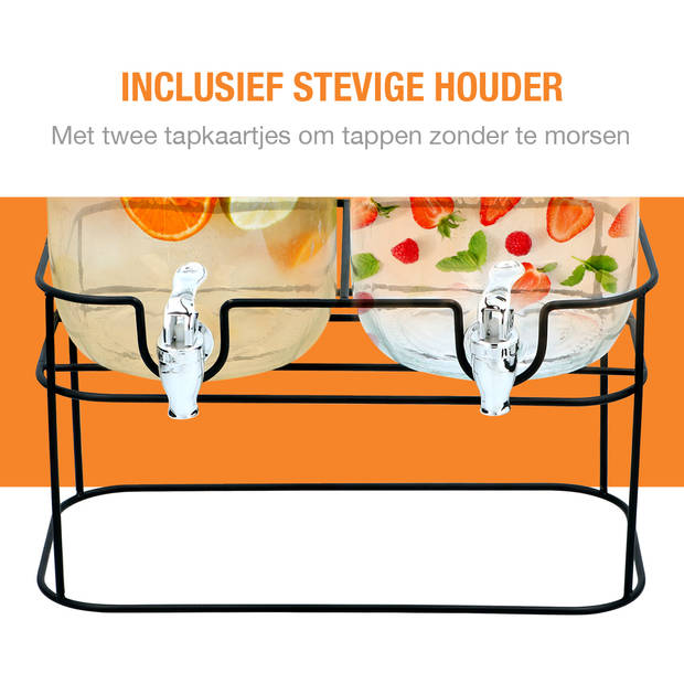 Cuisine Elegance Dubbele Drankdispenser - 2x 4 liter - Inclusief standaard - 33x17x32cm