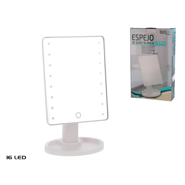 Gerimport - Staande LED Spiegel met 16x LED - Make-up spiegel - 16x11x28cm