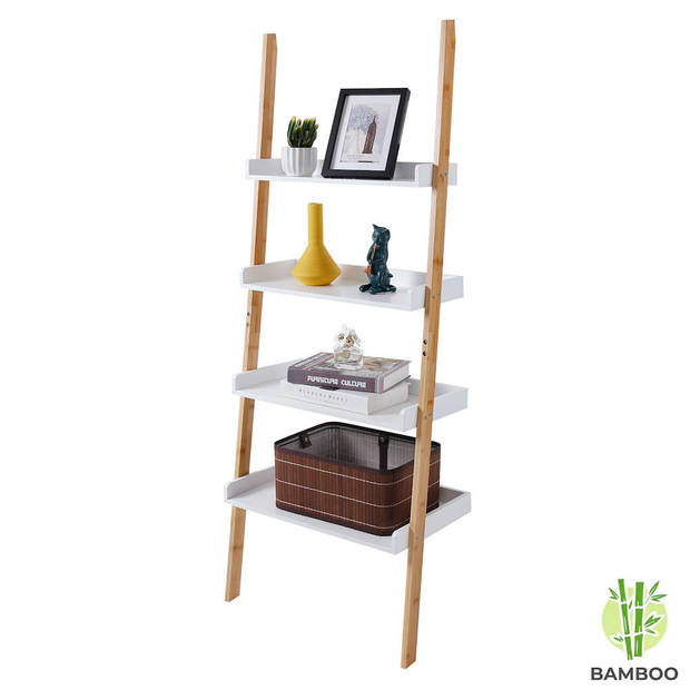 Ladderrek van bamboe hout - Houten decoratie ladder - Open ladderkast