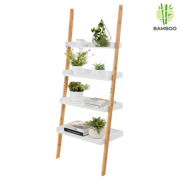 Ladderrek van bamboe hout - Houten decoratie ladder - Open ladderkast
