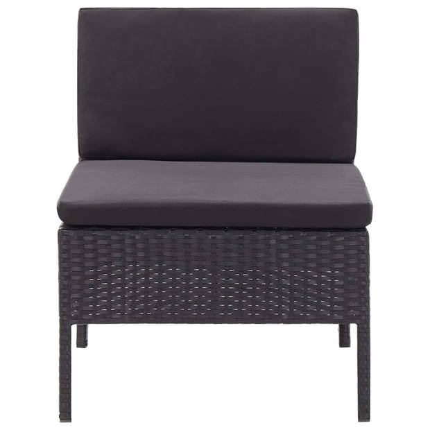 vidaXL 3-delige Loungeset met kussens poly rattan zwart