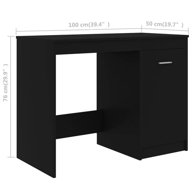 The Living Store Bureau Modern - 100x50x76 cm - Geïntegreerd kastje - Zwart