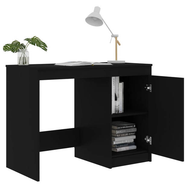 The Living Store Bureau Modern - 100x50x76 cm - Geïntegreerd kastje - Zwart
