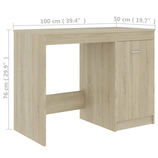 The Living Store Bureau Bureau - 100 x 50 x 76 cm - Sonoma Eiken