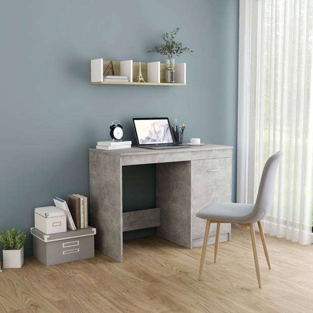 The Living Store Bureau Moderne schrijftafel - 100 x 50 x 76 cm - Betongrijs hout