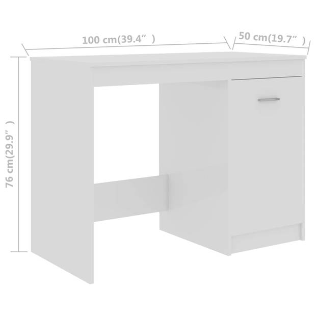The Living Store Bureau Studio - Hoogglans wit - 100 x 50 x 76 cm - Bewerkt hout