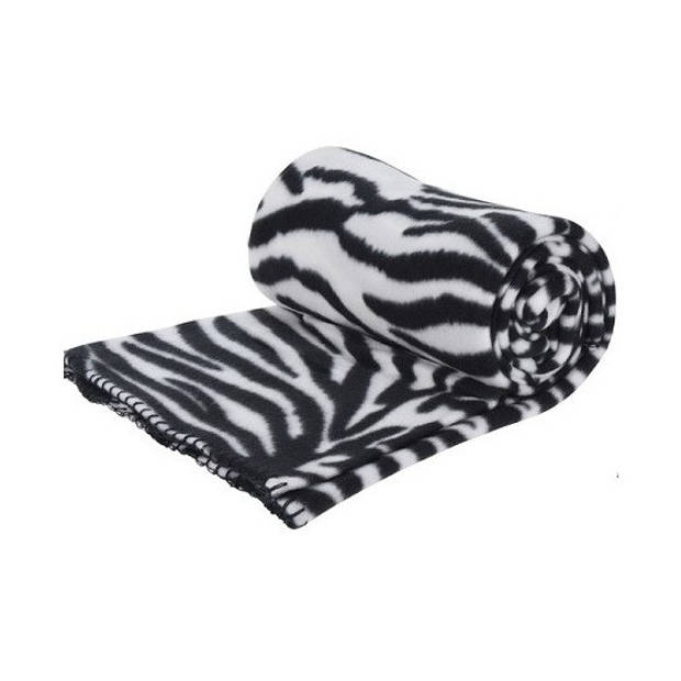 1x Fleece dekens/plaids zebra print 130 x 160 cm - Plaids