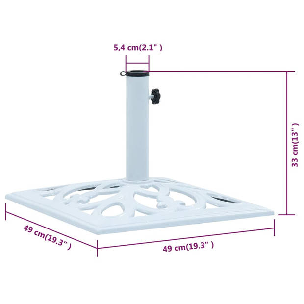 vidaXL Parasolvoet 12 kg 49 cm gietijzer wit