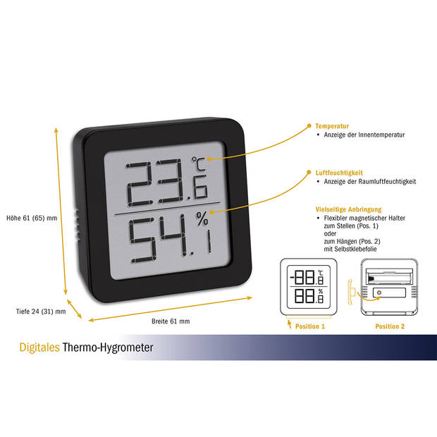 TFA Digitale Thermo-Hygrometer Zwart