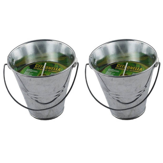 Citronella kaars in metalen emmertje - 3x - H9 cm - 30 branduren - citrusgeur - geurkaarsen