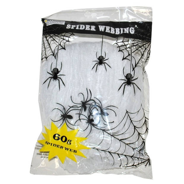 Horror decoratie spinnen web 60 gram - Feestdecoratievoorwerp