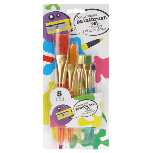 5x Kwasten/penselen voor kinderen hobby/knutselmateriaal - Penselen