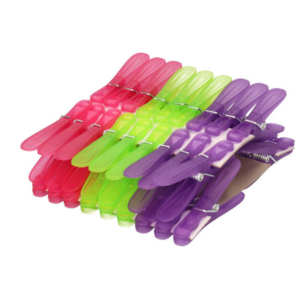 36x Plastic wasknijpers gekleurd - Knijpers