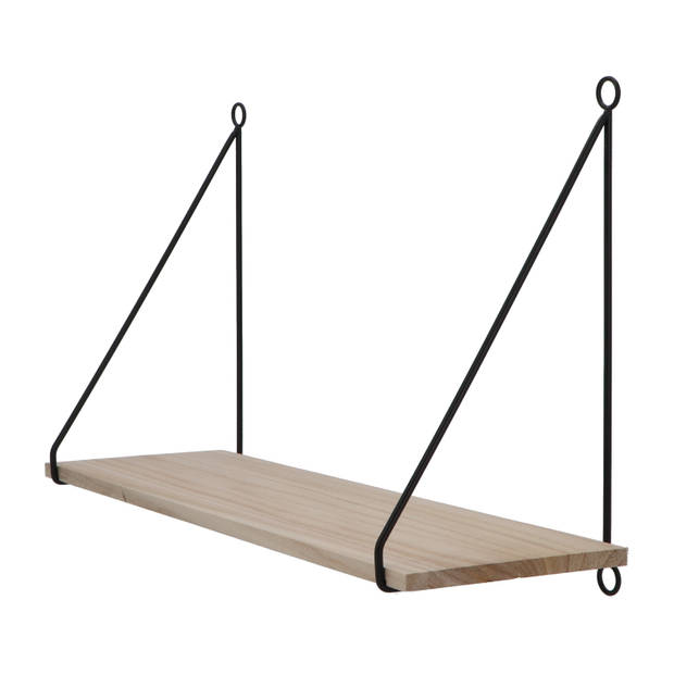 4livingz Kalmar - Houten Wandplank met metalen hangers - 15x50x1cm