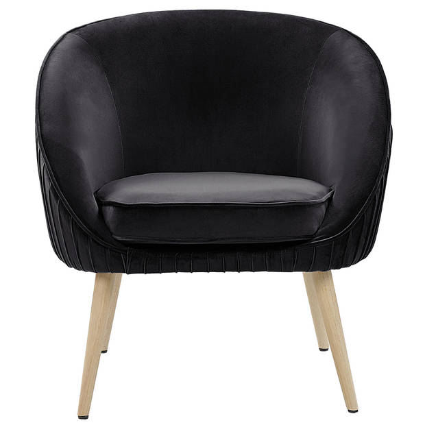 Beliani TROMSO - Fauteuil-Zwart-Fluweel