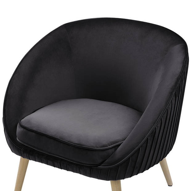 Beliani TROMSO - Fauteuil-Zwart-Fluweel