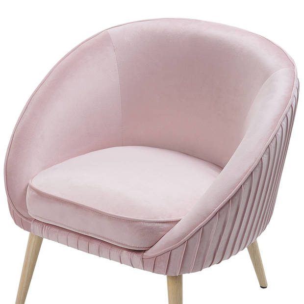 Beliani TROMSO - Fauteuil-Roze-Fluweel