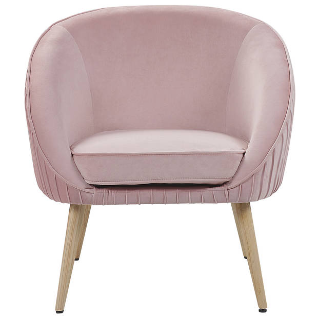 Beliani TROMSO - Fauteuil-Roze-Fluweel