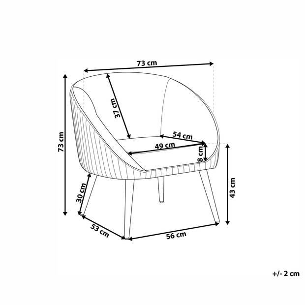 Beliani TROMSO - Fauteuil-Zwart-Fluweel