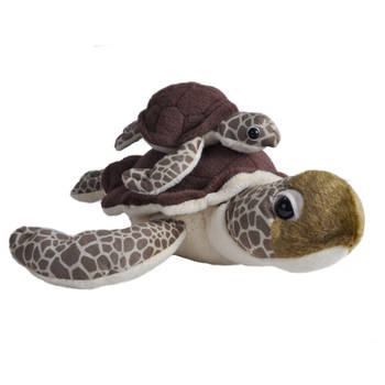 Wild Republic knuffel schildpad Mama & Baby Ecokins junior 30 cm pluche bruin