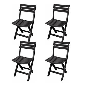 Gerimport - Praktische Klapstoelen set - 4 x vouwstoel – zwart – Praktisch – Inklapbaar - Tuin – Eetkamer –