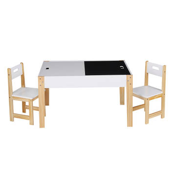Kindertafel met stoeltjes van hout - 1 tafel en 2 stoelen