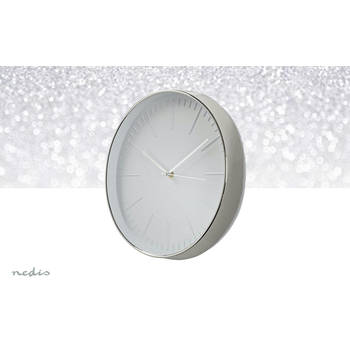 Ronde wandklok Diameter 30 cm Wit & zilver