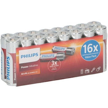 Set van 16 Philips AA batterijen LR6 1.5 volt - Penlites AA batterijen