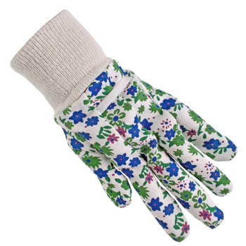 Tuinhandschoenen/werkhandschoenen met blauwe bloemetjes - Tuinartikelen - Werkhandschoenen - Klusartikelen