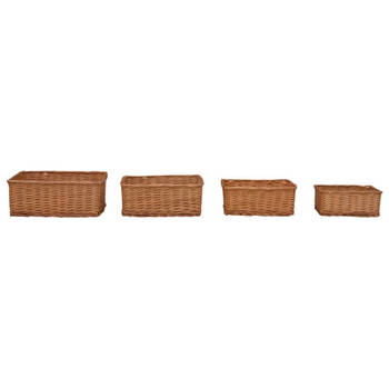 The Living Store Organiserset Rechthoekig - 4-Delig - Bruin - Wilgen - 56.5 x 41 x 21.5 cm