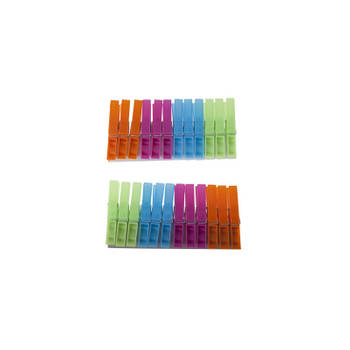 24x Wasknijpers in verschillende kleuren - Knijpers